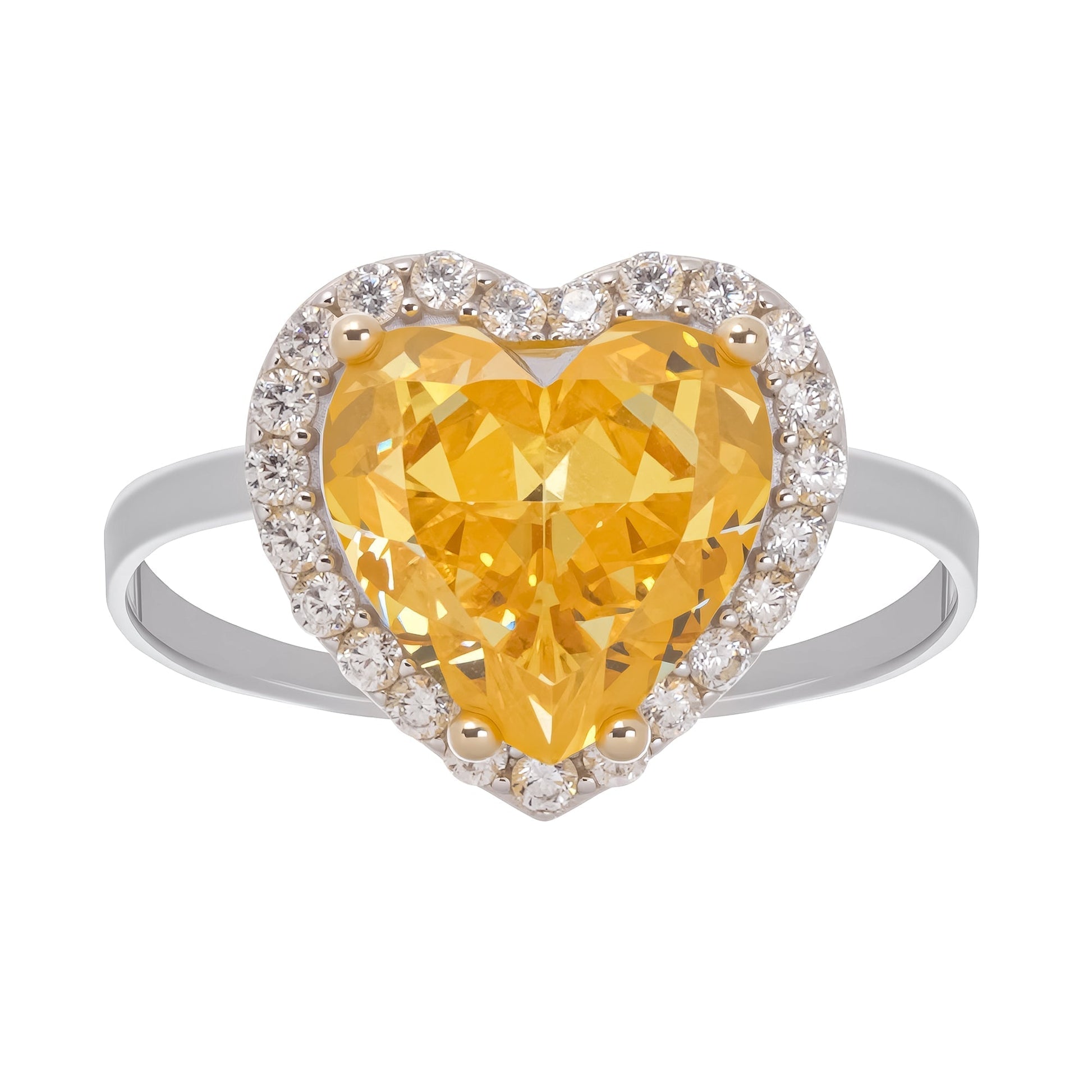 Éphémère Yellow Heart Cut Gemstone Sterling Silver Ring Avalabel