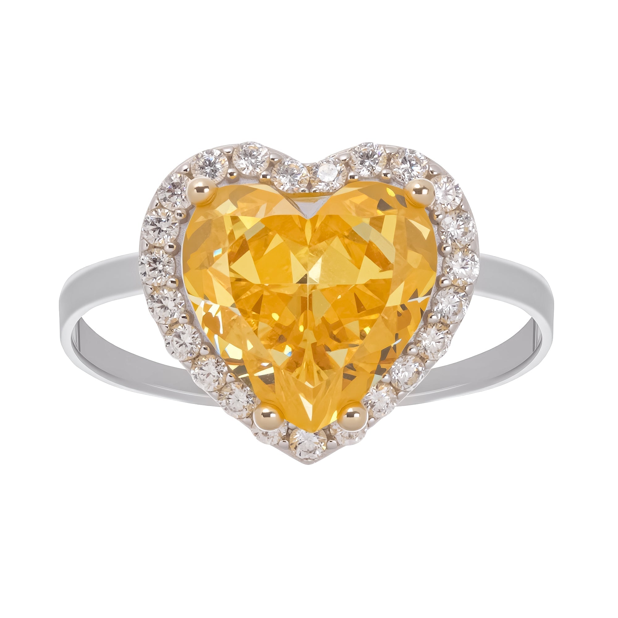 Éphémère Yellow Heart Cut Gemstone Sterling Silver Ring Avalabel
