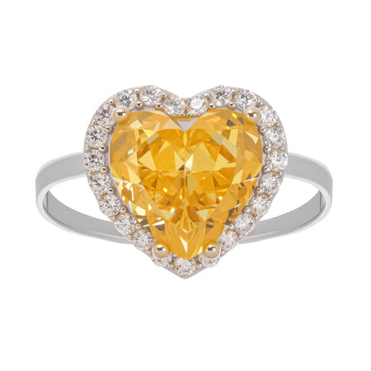 Éphémère Yellow Heart Cut Gemstone Sterling Silver Ring Avalabel