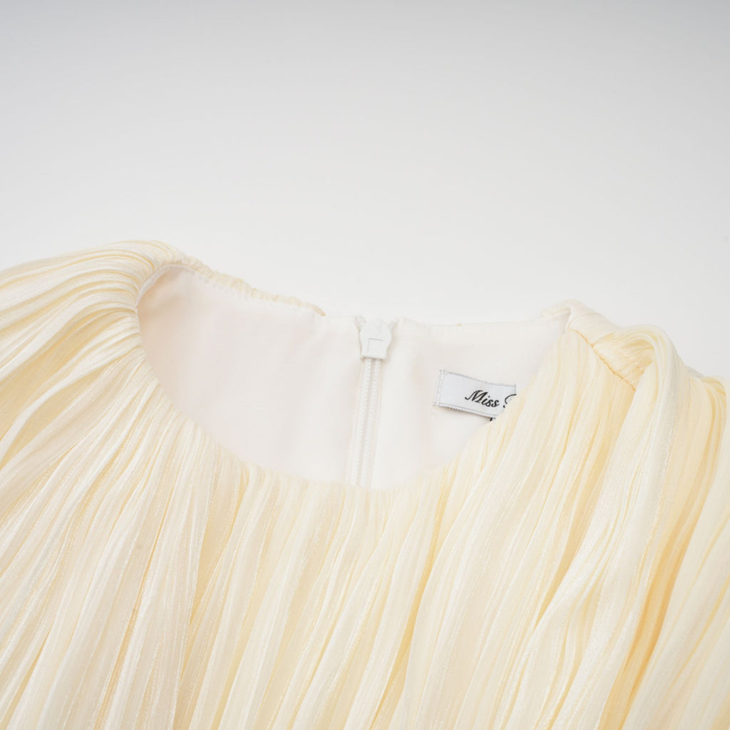 Cyrielle Pleated Mini Dress with Ribbon Design Accent Avalabel