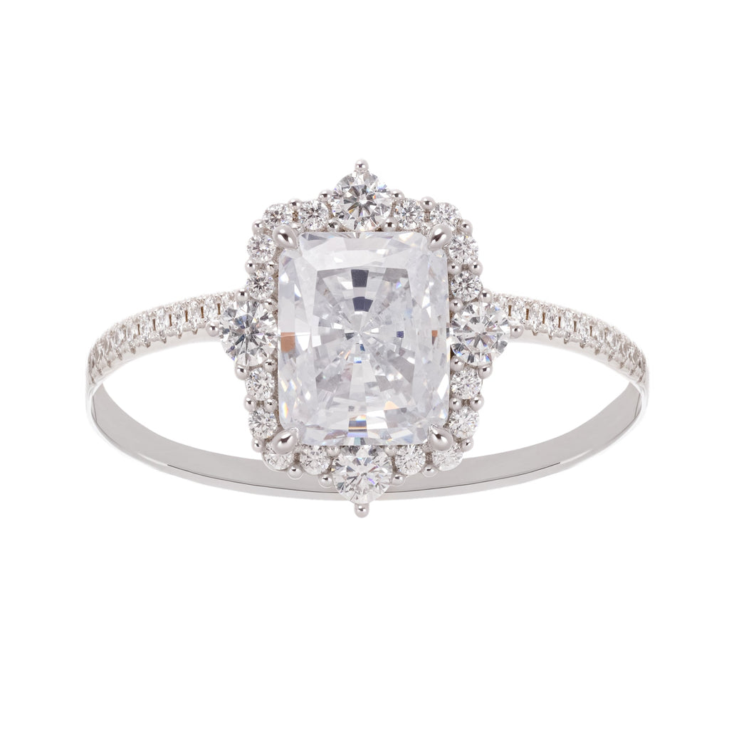 Émilienne Sterling Silver Rectangular Zircon Gemstone Ring Avalabel
