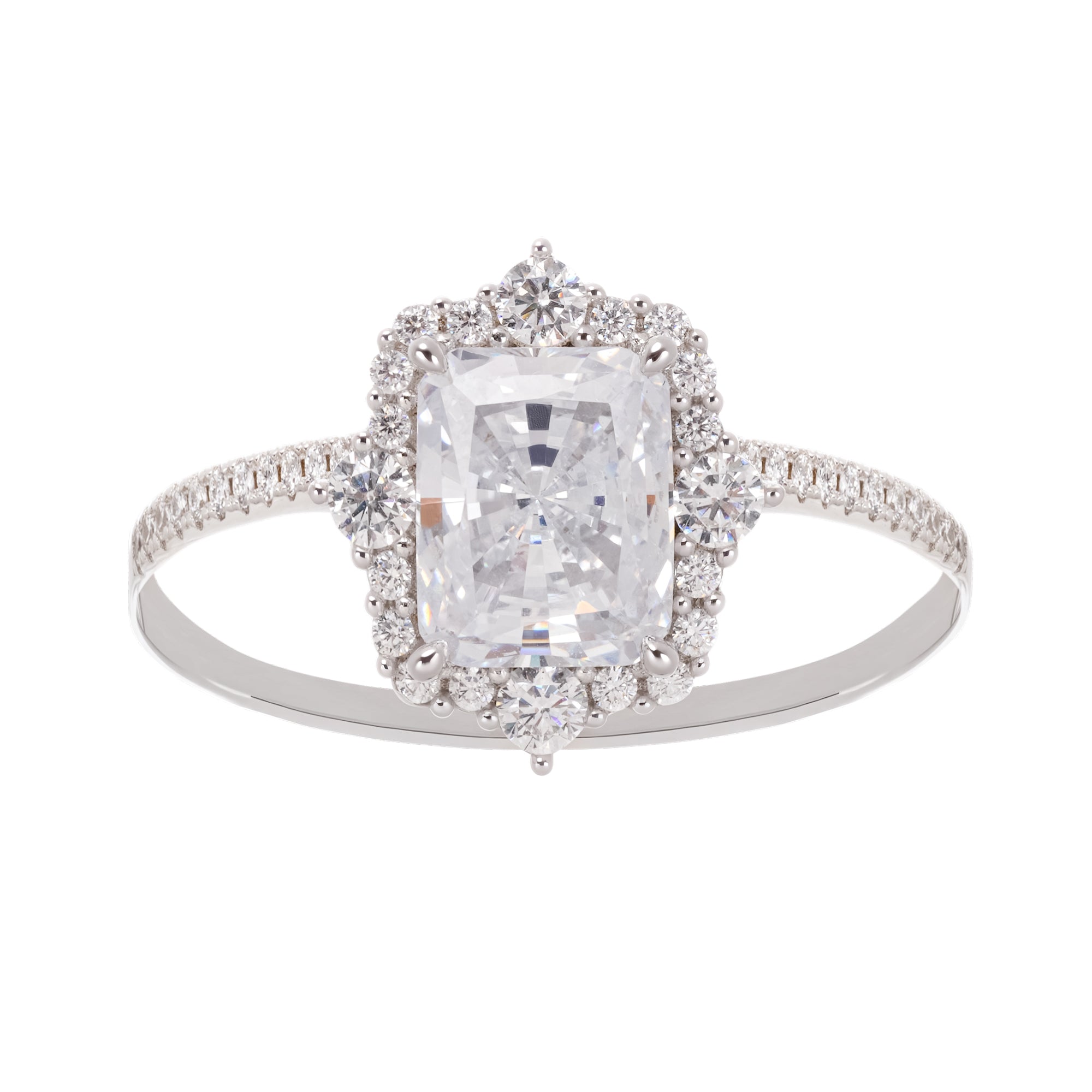 Émilienne Sterling Silver Rectangular Zircon Gemstone Ring Avalabel