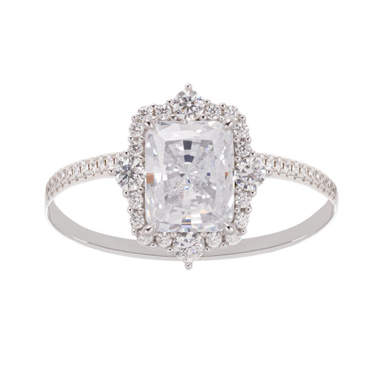 Émilienne Sterling Silver Rectangular Zircon Gemstone Ring