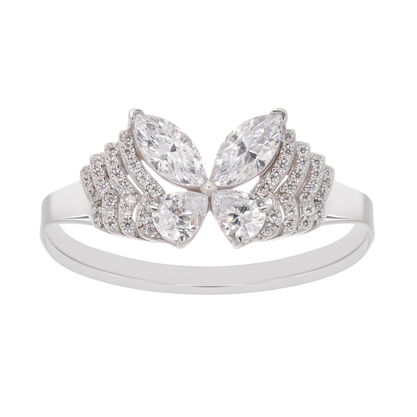 Zélie Sterling Silver Butterfly Shaped Gemstone Ring Avalabel