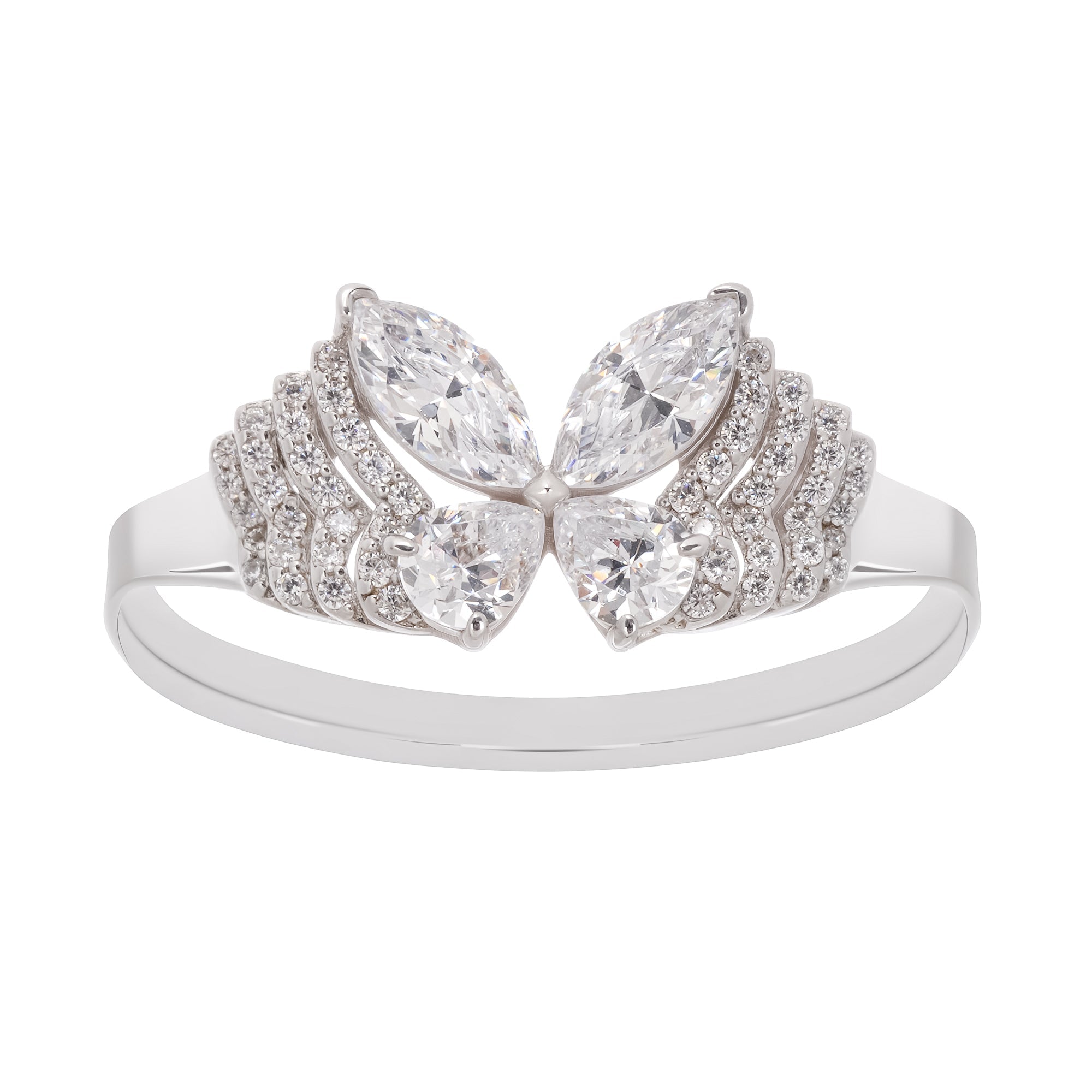 Zélie Sterling Silver Butterfly Shaped Gemstone Ring Avalabel