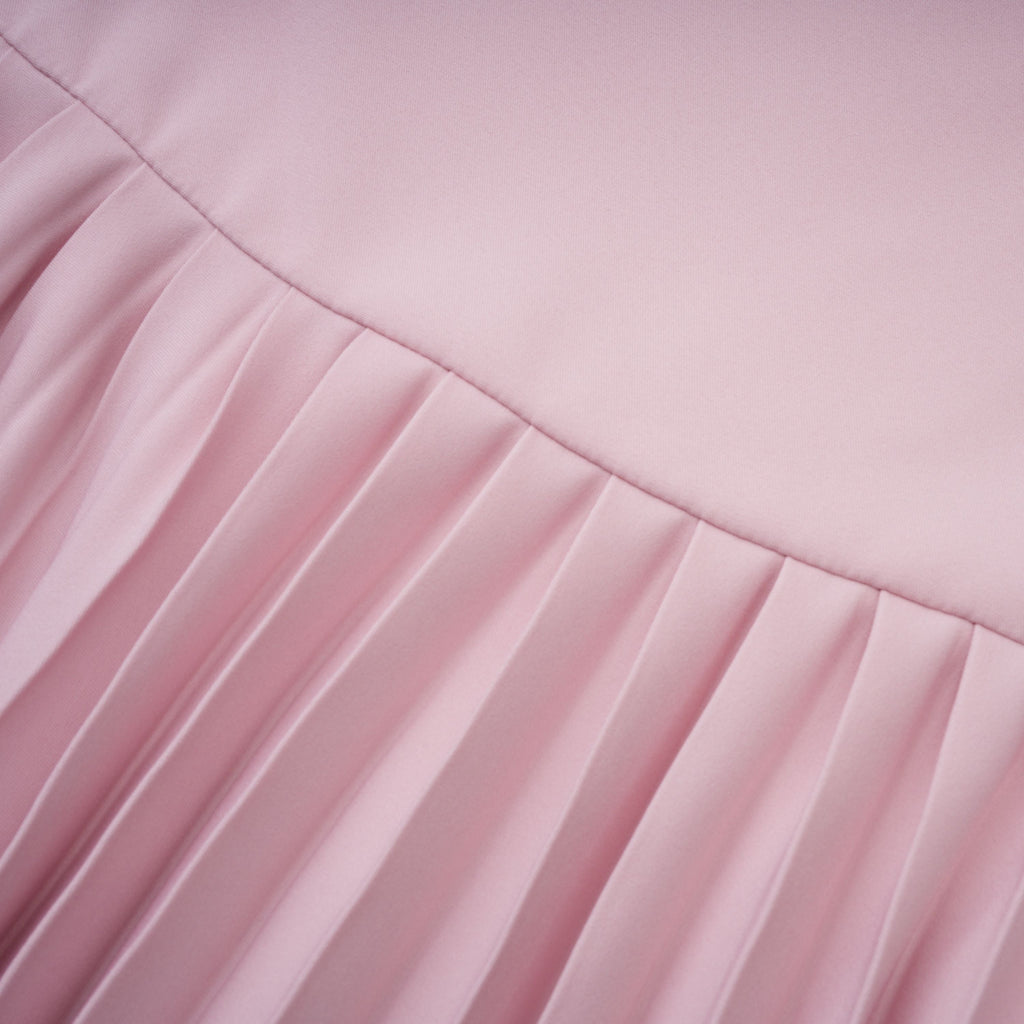 Cape Bow Pearl Corset Pleated Maxi Dress poava