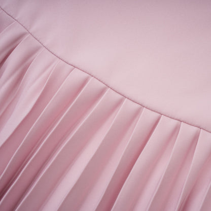 Cape Bow Pearl Corset Pleated Maxi Dress poava