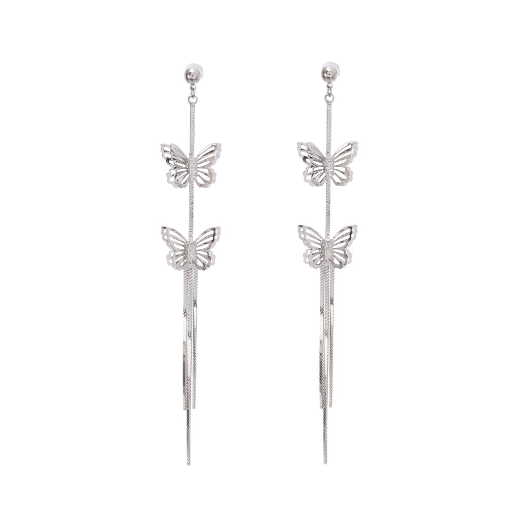 Bella Silver Butterfly Drop Earrings Avalabel