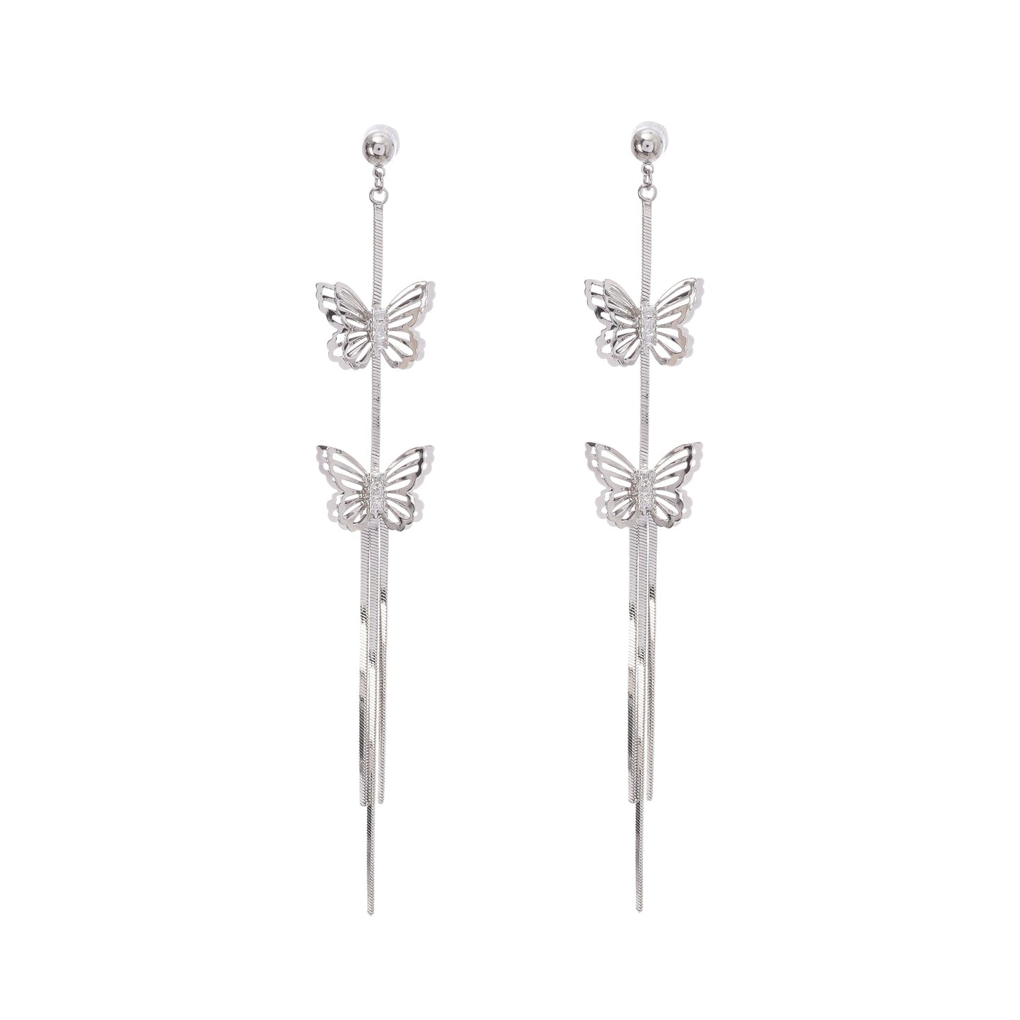 Bella Silver Butterfly Drop Earrings