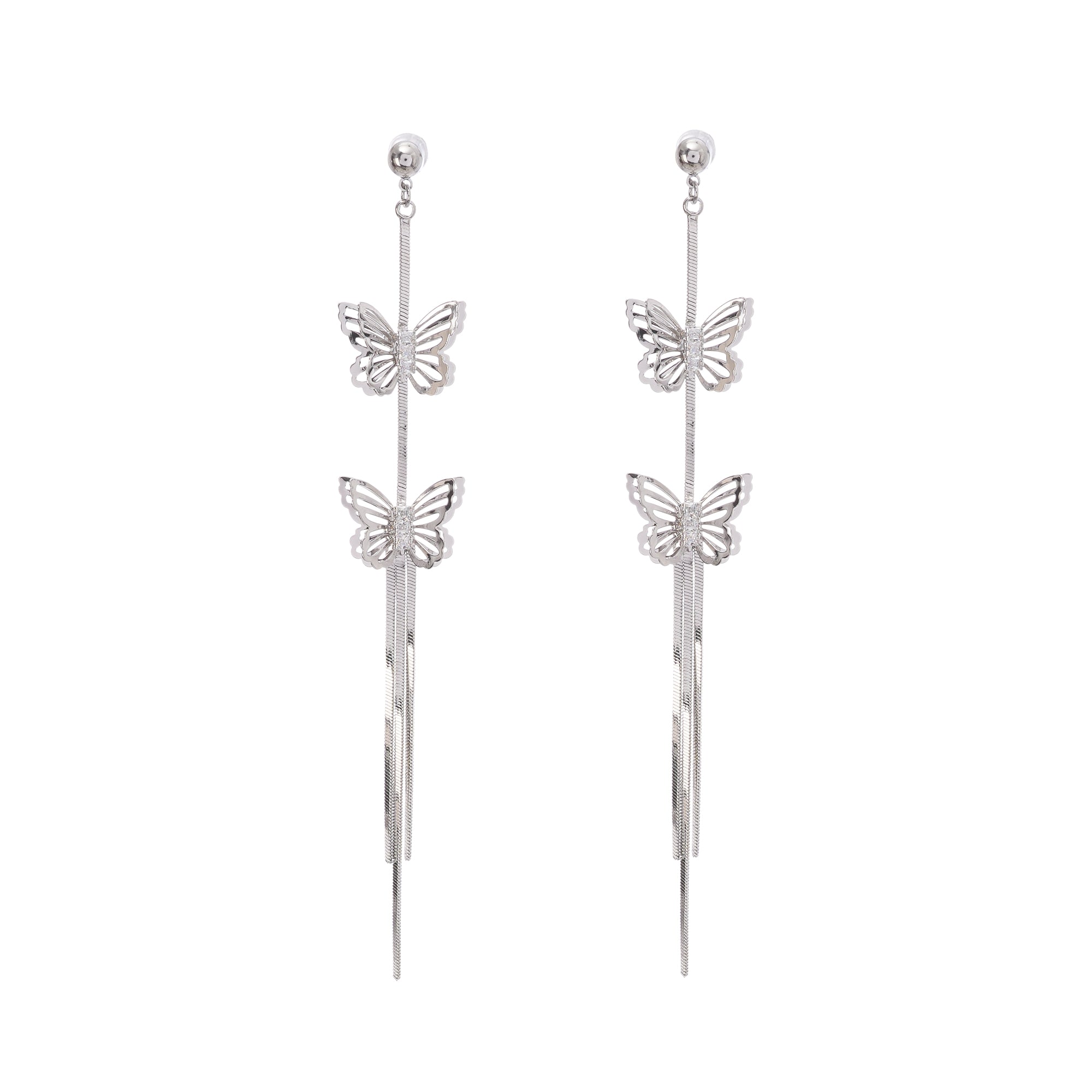 Bella Silver Butterfly Drop Earrings Avalabel