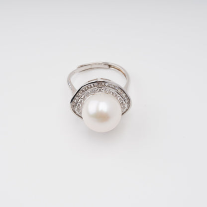 Hortense Sterling Silver Pearl Adjustable Ring Avalabel