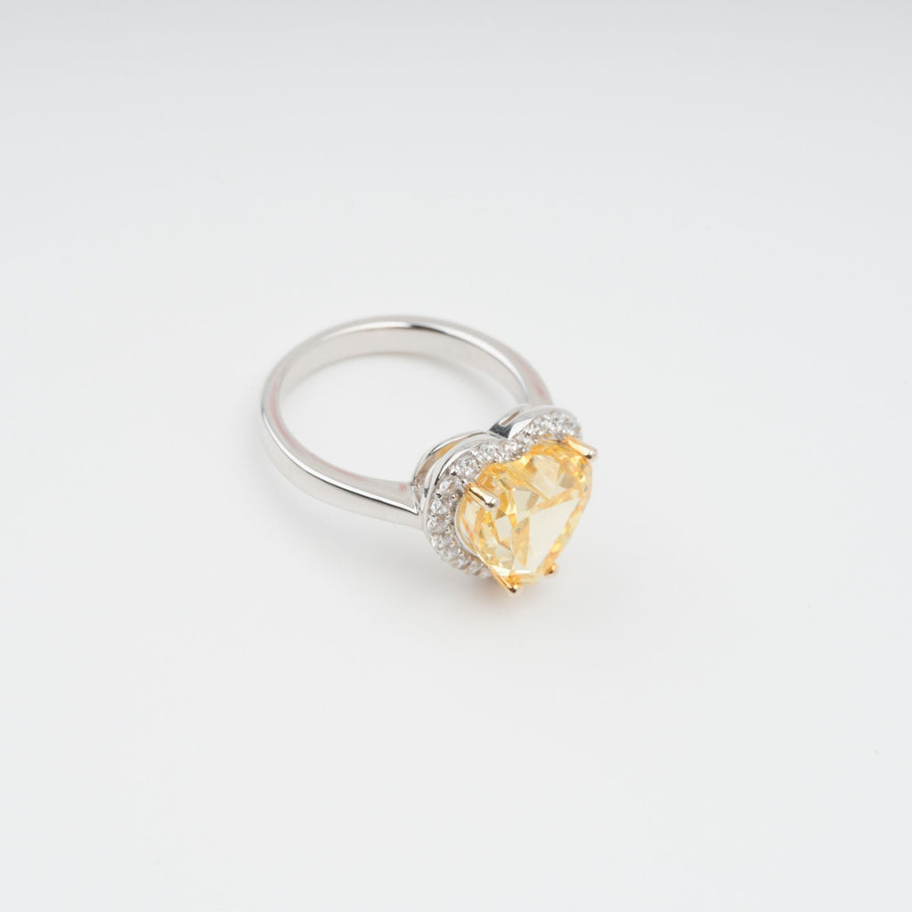 Éphémère Yellow Heart Cut Gemstone Sterling Silver Ring Avalabel