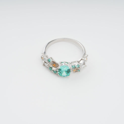 Ardelle Green Crystal Embellished Sterling Silver Ring Avalabel