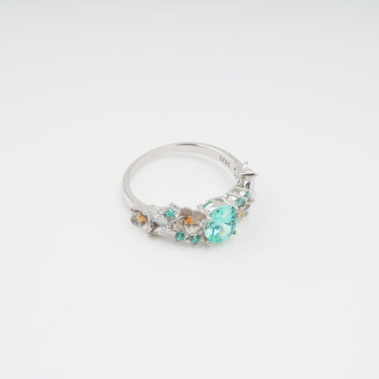 Ardelle Green Crystal Embellished Sterling Silver Ring Avalabel