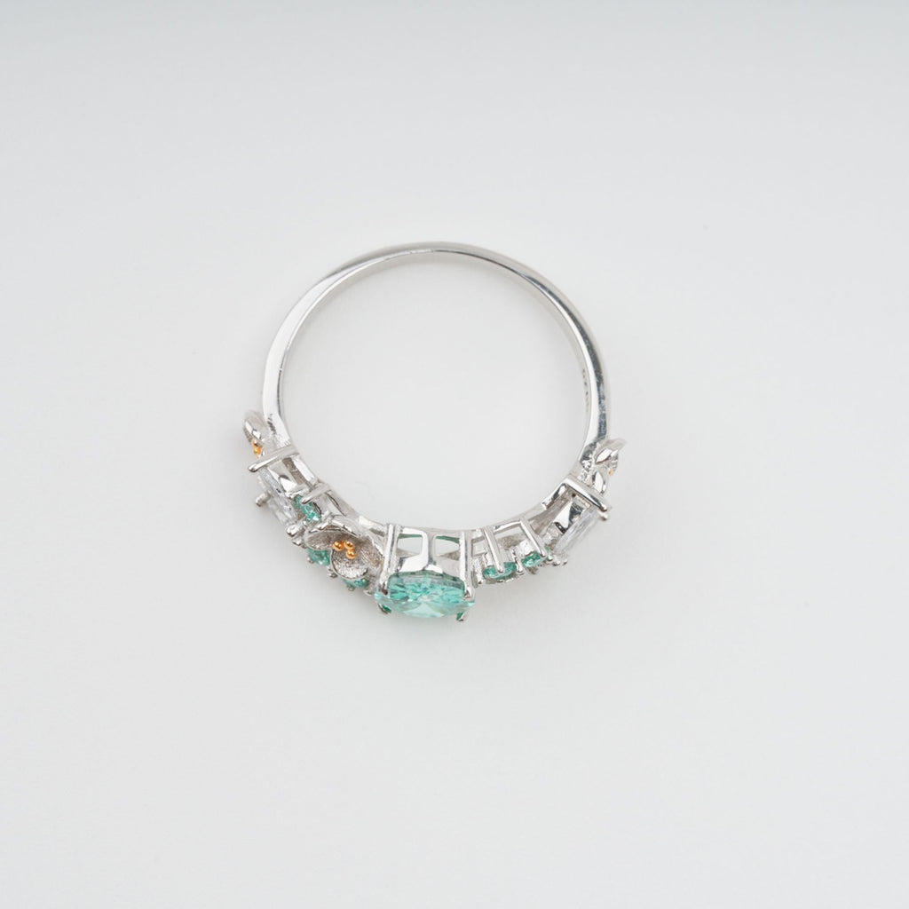 Ardelle Green Crystal Embellished Sterling Silver Ring Avalabel