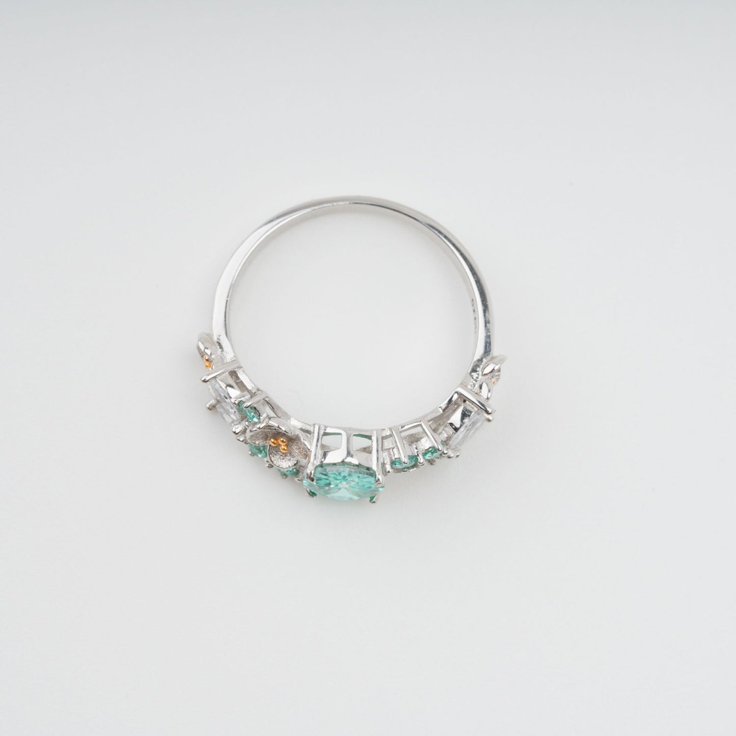 Ardelle Green Crystal Embellished Sterling Silver Ring Avalabel