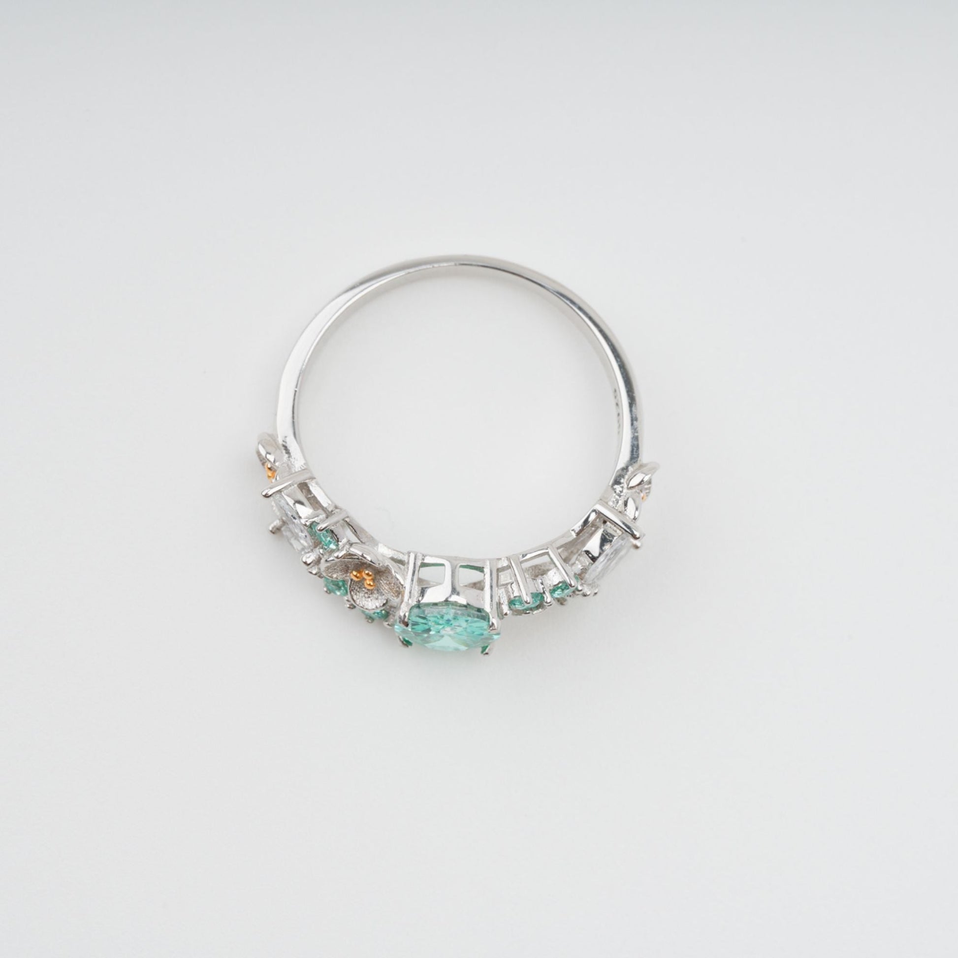 Ardelle Green Crystal Embellished Sterling Silver Ring Avalabel