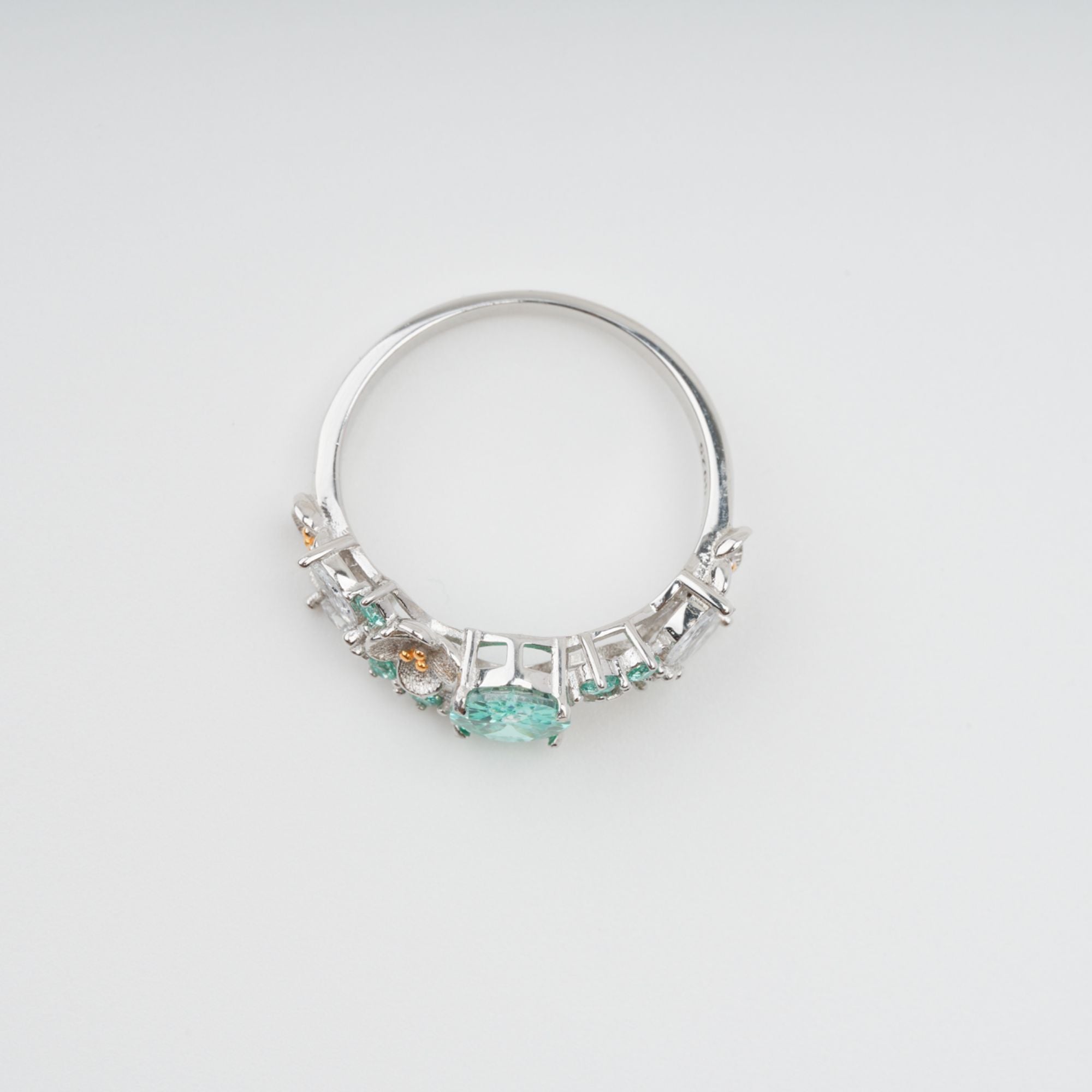 Ardelle Green Crystal Embellished Sterling Silver Ring Avalabel