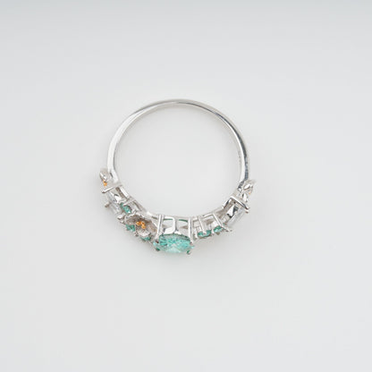 Ardelle Green Crystal Embellished Sterling Silver Ring Avalabel