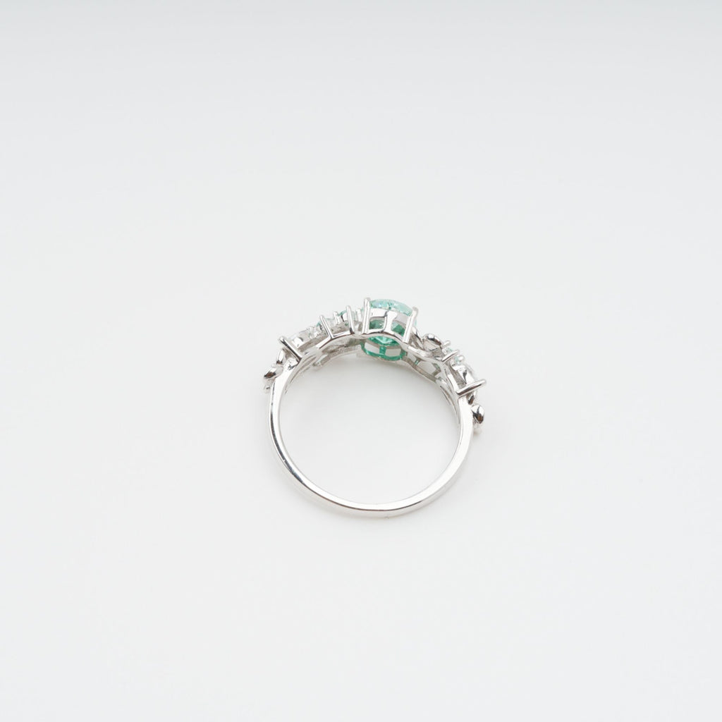 Ardelle Green Crystal Embellished Sterling Silver Ring Avalabel
