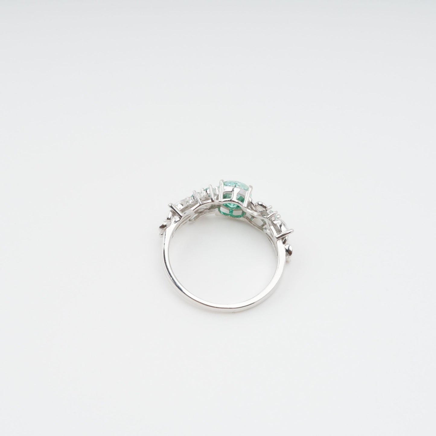 Ardelle Green Crystal Embellished Sterling Silver Ring Avalabel