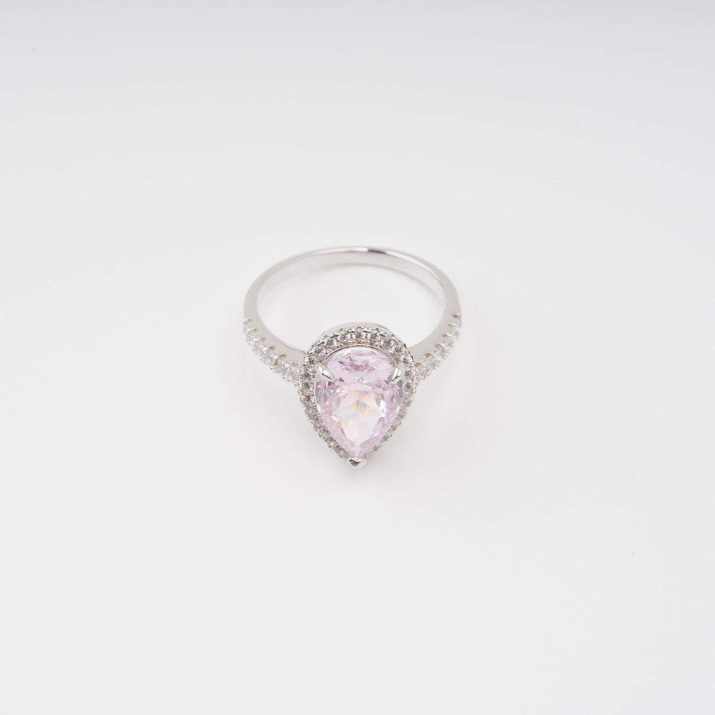 Éclat Pink Pear Shaped Gemstone Sterling Silver Ring Avalabel