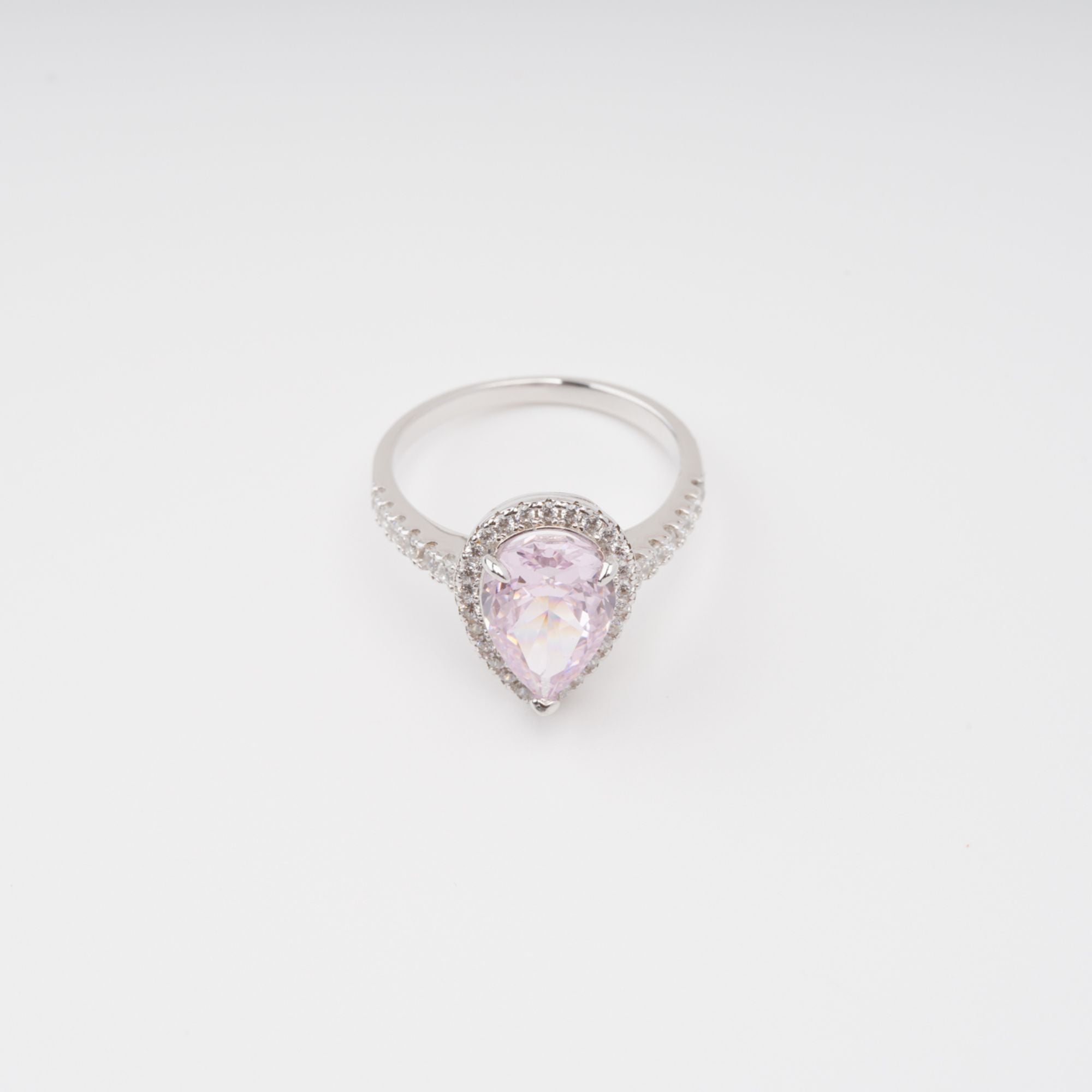Éclat Pink Pear Shaped Gemstone Sterling Silver Ring Avalabel