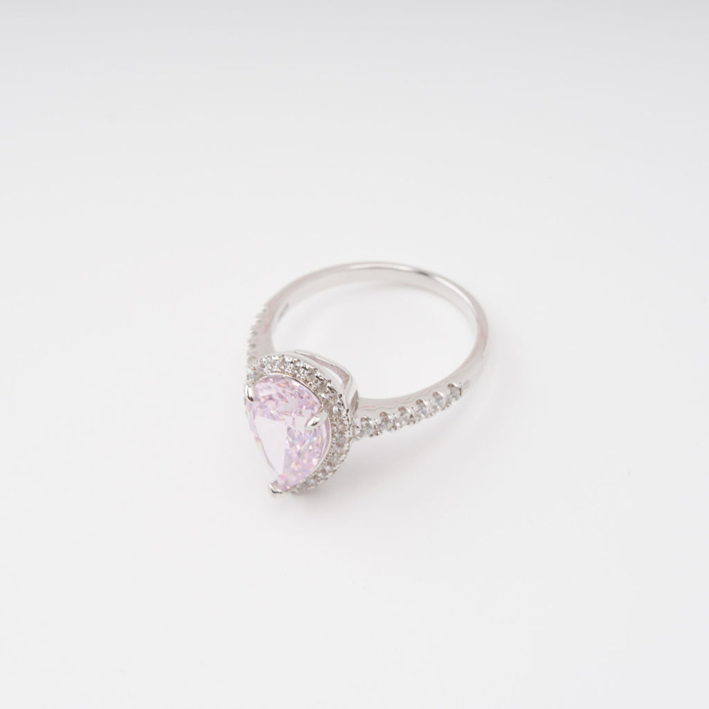 Éclat Pink Pear Shaped Gemstone Sterling Silver Ring Avalabel