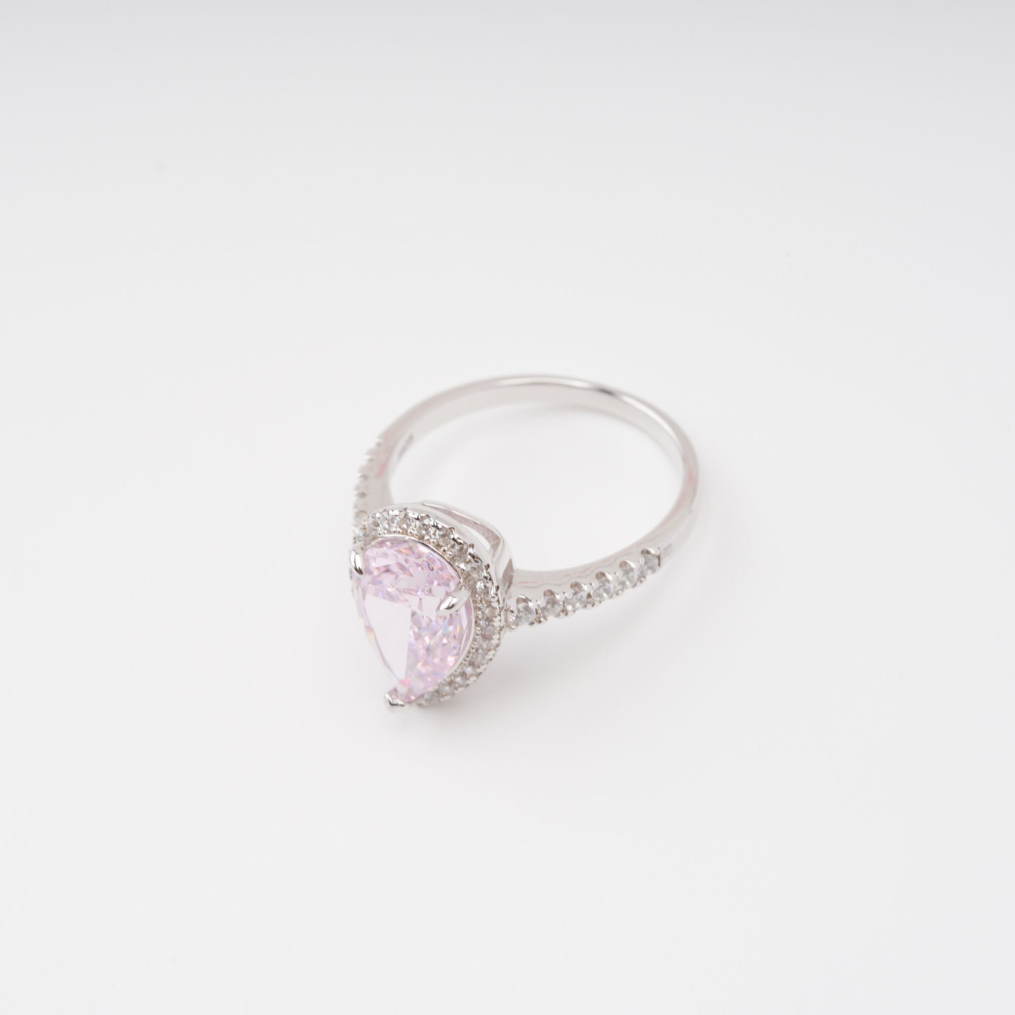 Éclat Pink Pear Shaped Gemstone Sterling Silver Ring Avalabel