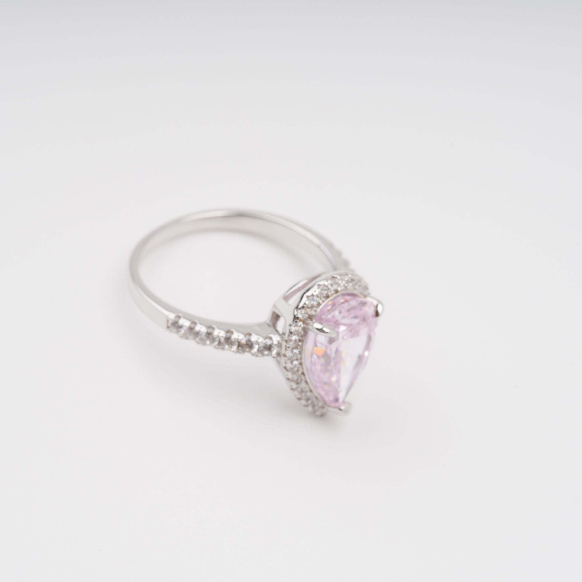 Éclat Pink Pear Shaped Gemstone Sterling Silver Ring Avalabel