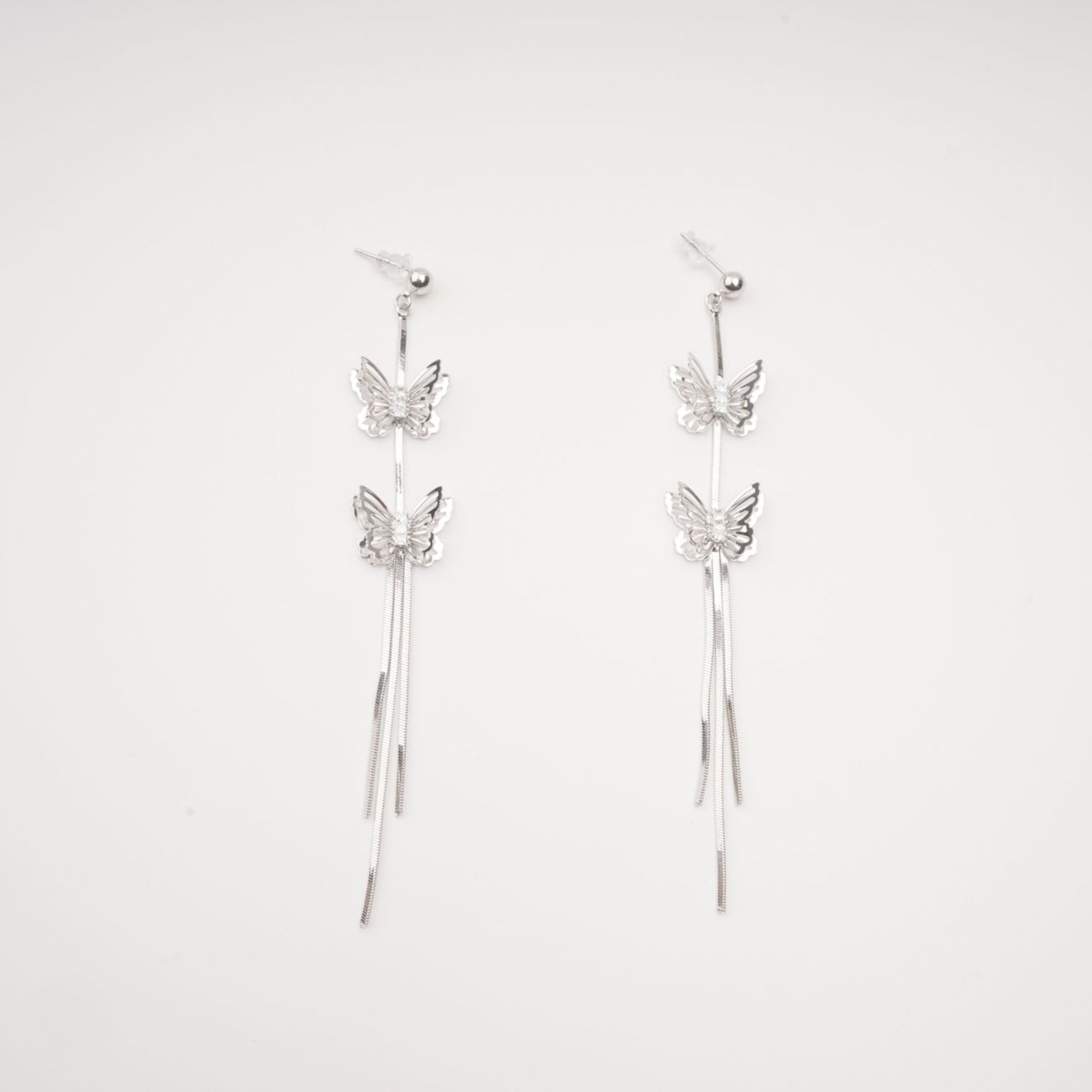 Bella Silver Butterfly Drop Earrings Avalabel