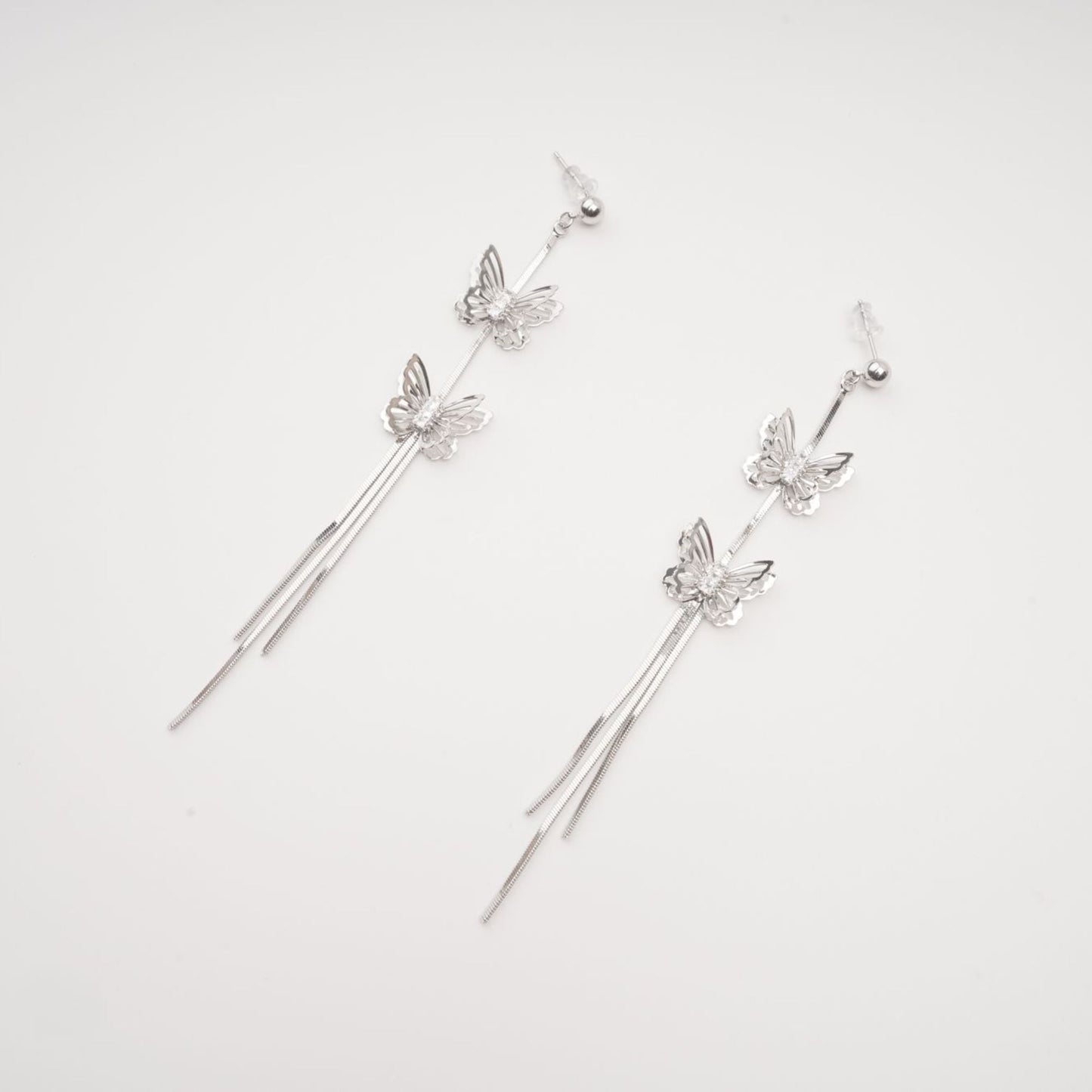 Bella Silver Butterfly Drop Earrings