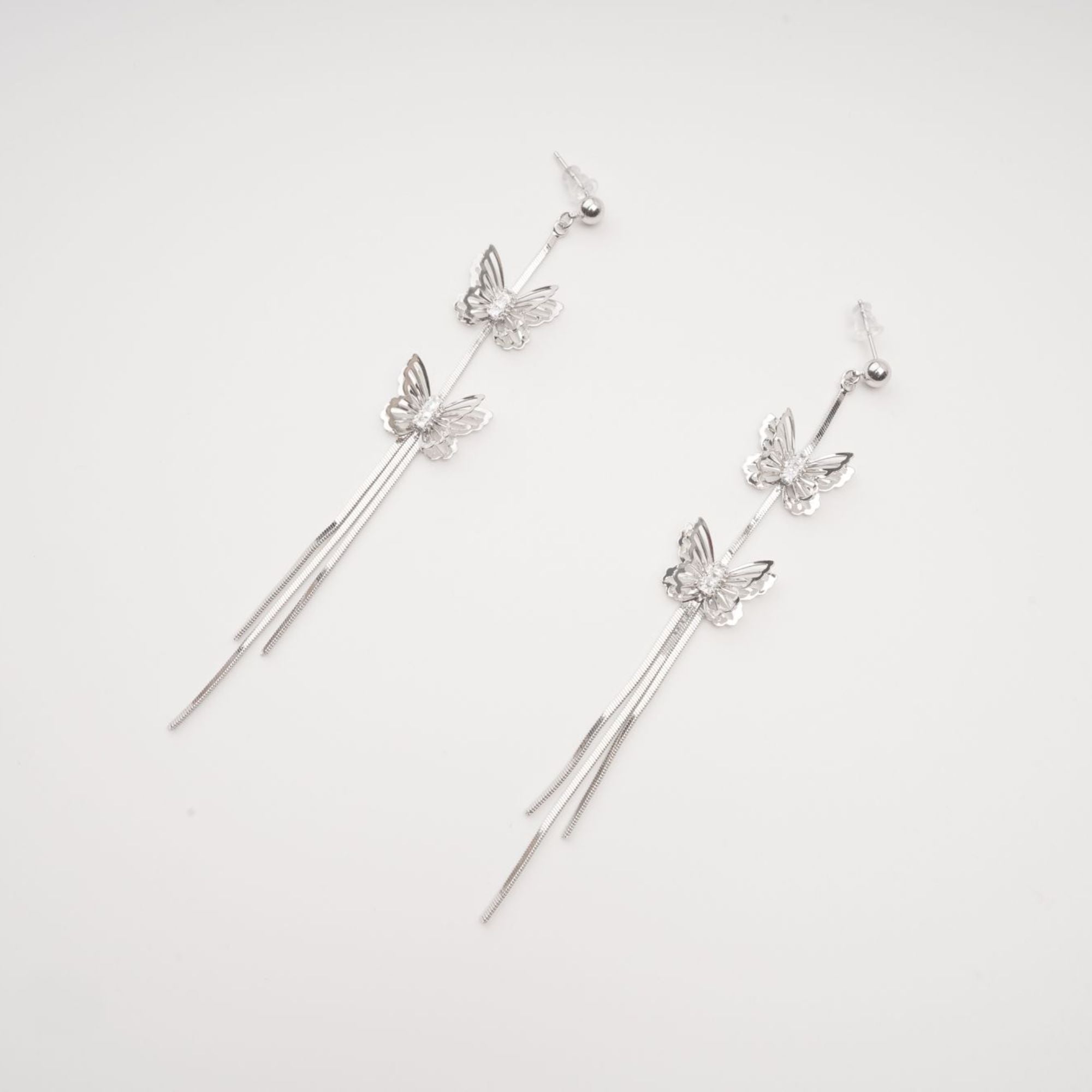 Bella Silver Butterfly Drop Earrings Avalabel