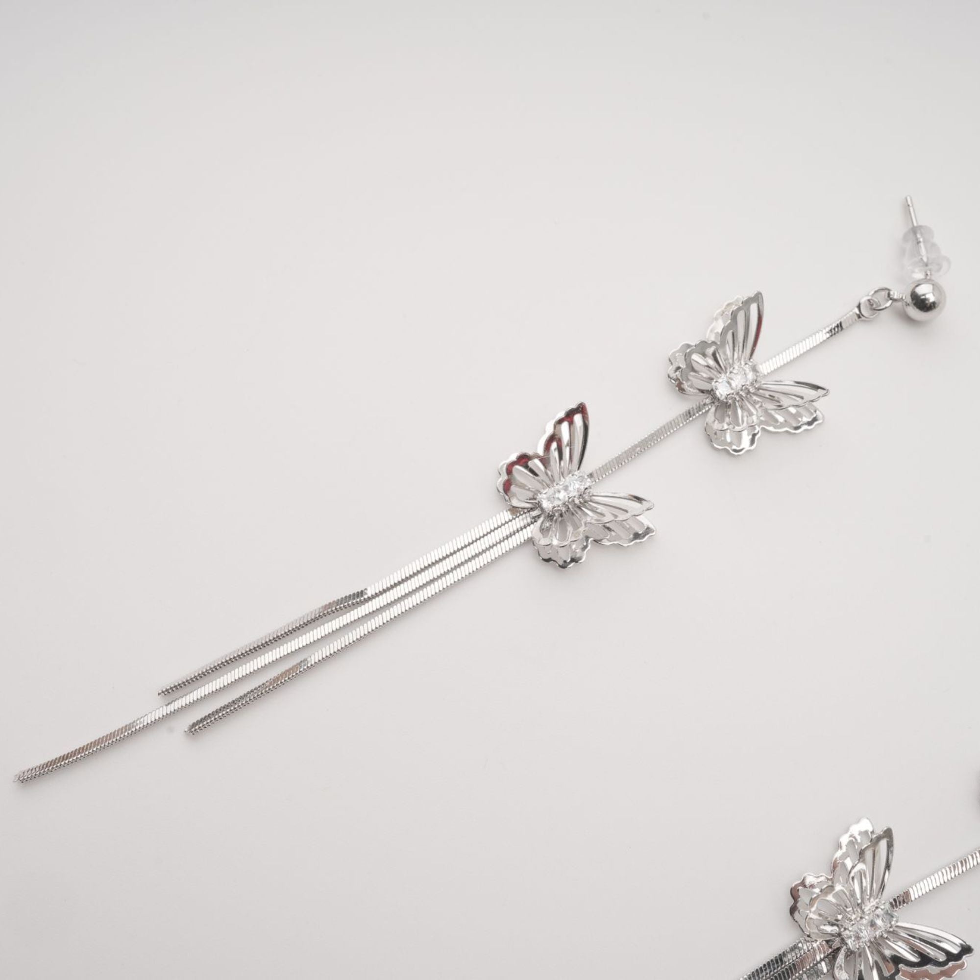 Bella Silver Butterfly Drop Earrings Avalabel