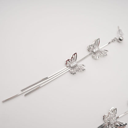 Bella Silver Butterfly Drop Earrings