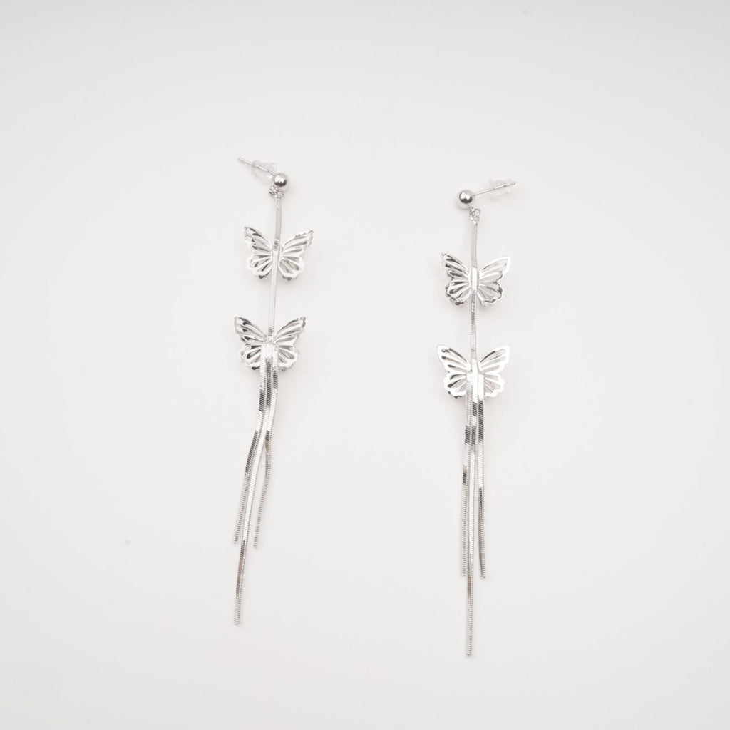 Bella Silver Butterfly Drop Earrings Avalabel