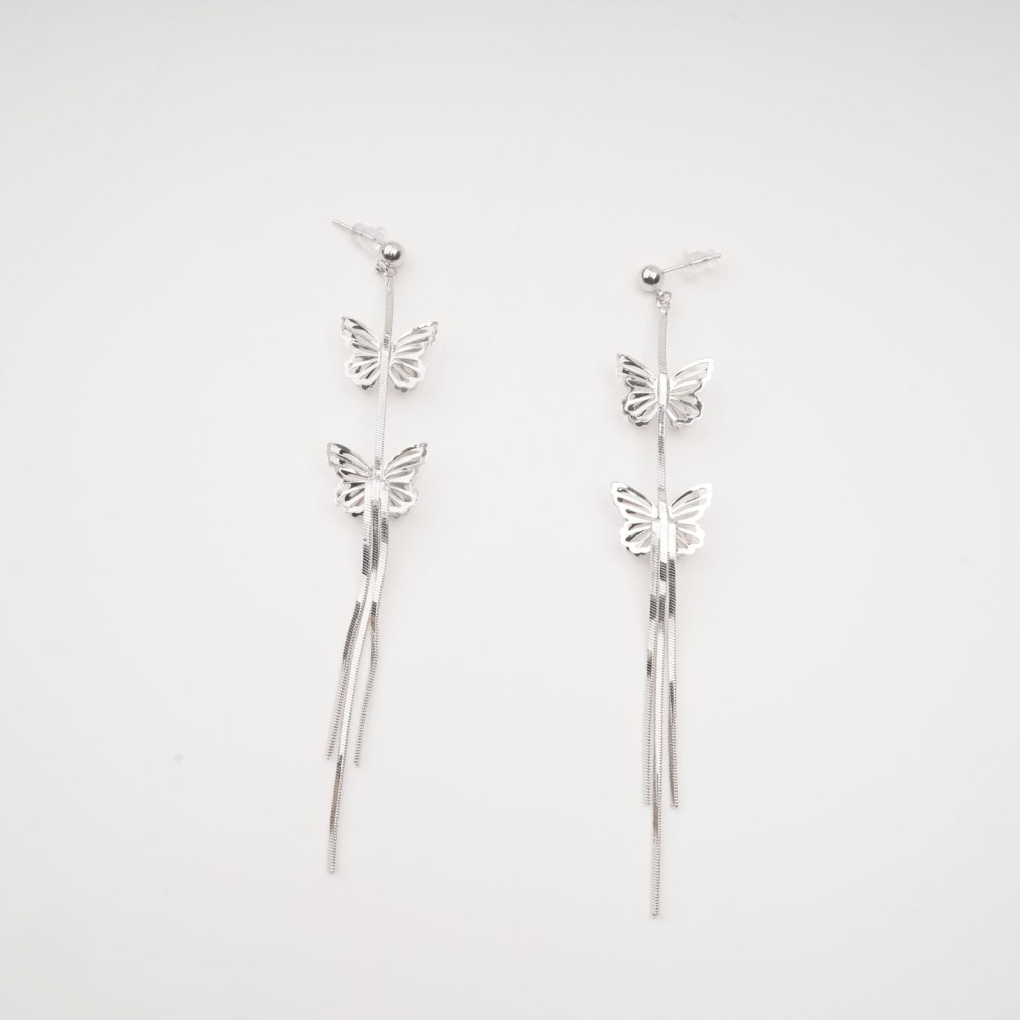 Bella Silver Butterfly Drop Earrings Avalabel