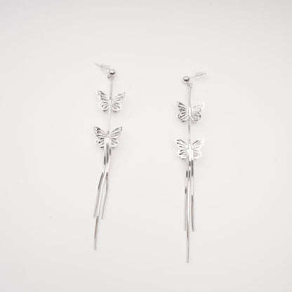 Bella Silver Butterfly Drop Earrings