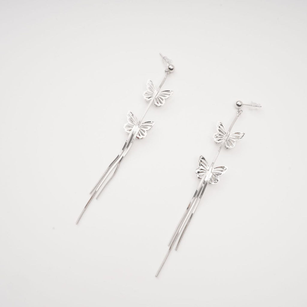 Bella Silver Butterfly Drop Earrings Avalabel