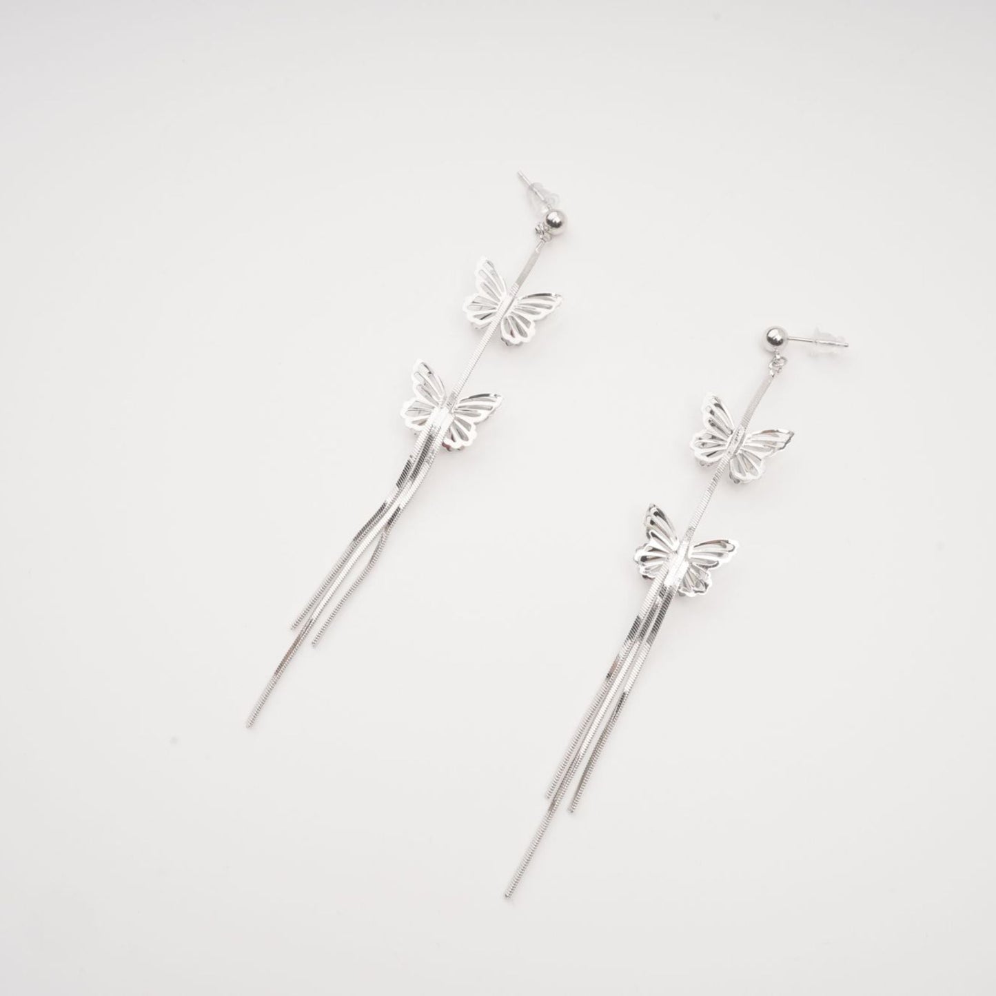 Bella Silver Butterfly Drop Earrings
