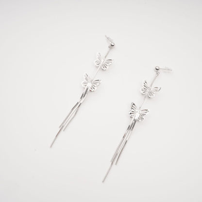 Bella Silver Butterfly Drop Earrings