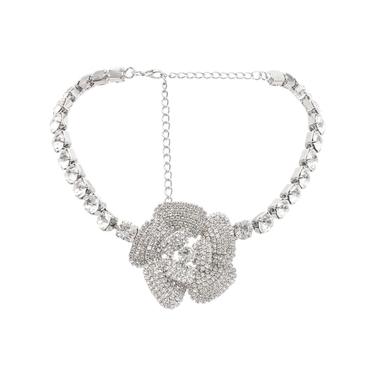 Aimée Crystal-Embellished Faux-Flower Necklace