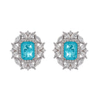 Kaisu Aquamarine Emerald Cut Gemstone Sterling Silver Earrings Avalabel