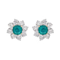 Erica Green Flower Shaped Gemstone Sterling Silver Earrings Avalabel