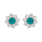 Erica Green Flower Shaped Gemstone Sterling Silver Earrings Avalabel