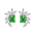 Meris Green Rectangular Gemstone Sterling Silver Earrings Avalabel