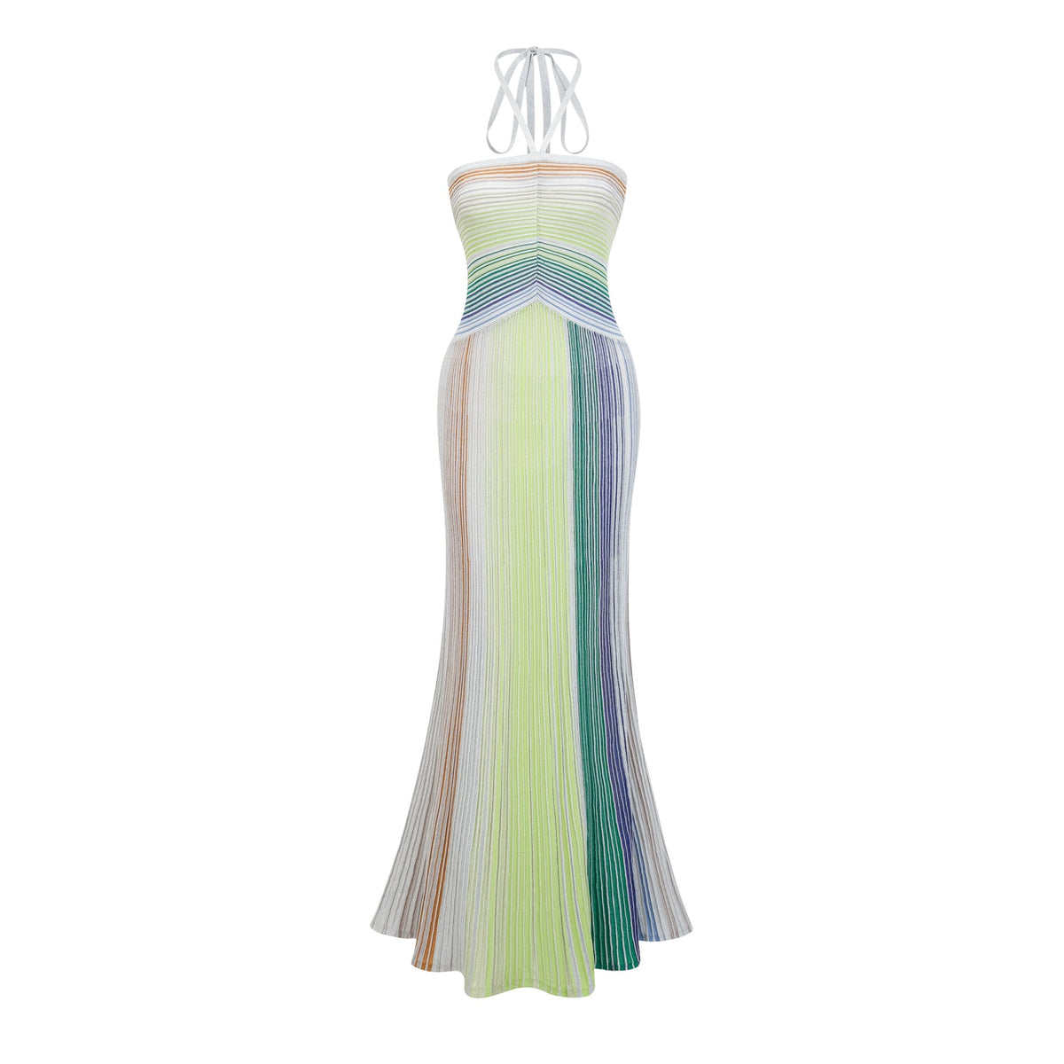 Serelith Metallic Knit Backless Maxi Dress Avalabel