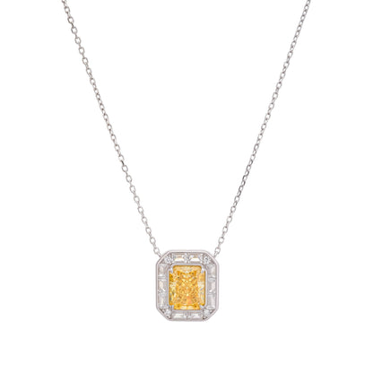 Eini Yellow Square Gemstone Pendant Sterling Silver Necklace Avalabel