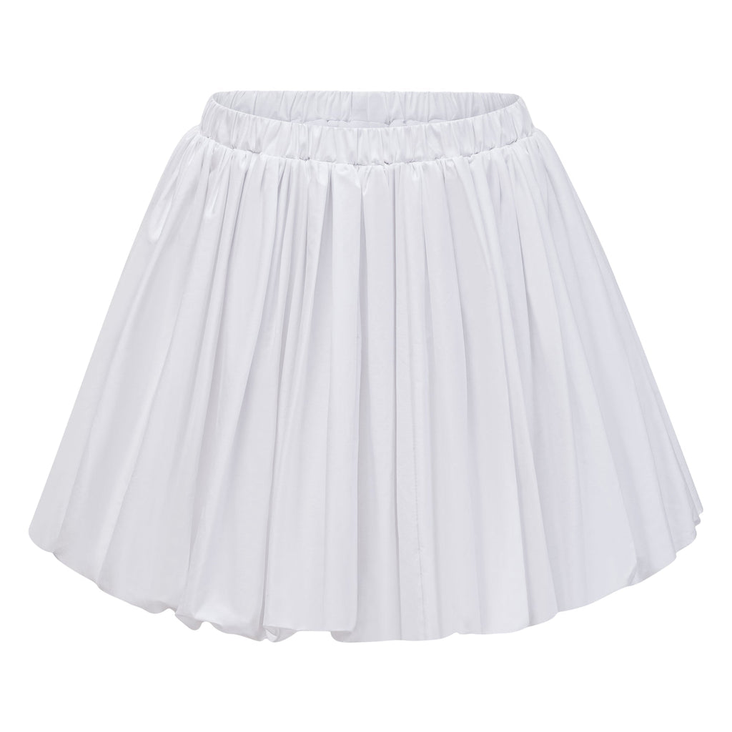 Tiffany White Off-Shoulder Ruched Blouse & Skirt Set Avalabel
