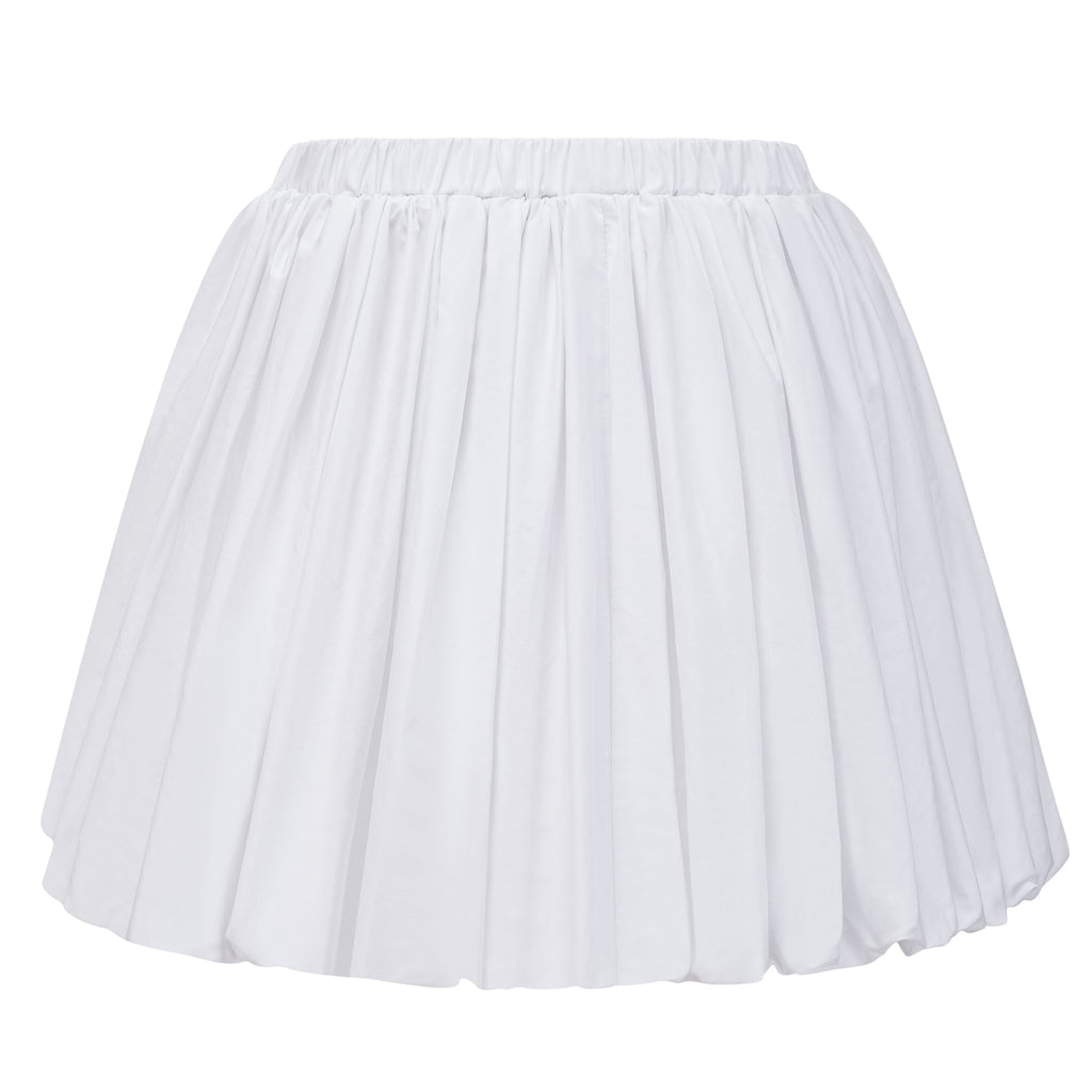 Tiffany White Off-Shoulder Ruched Blouse & Skirt Set Avalabel